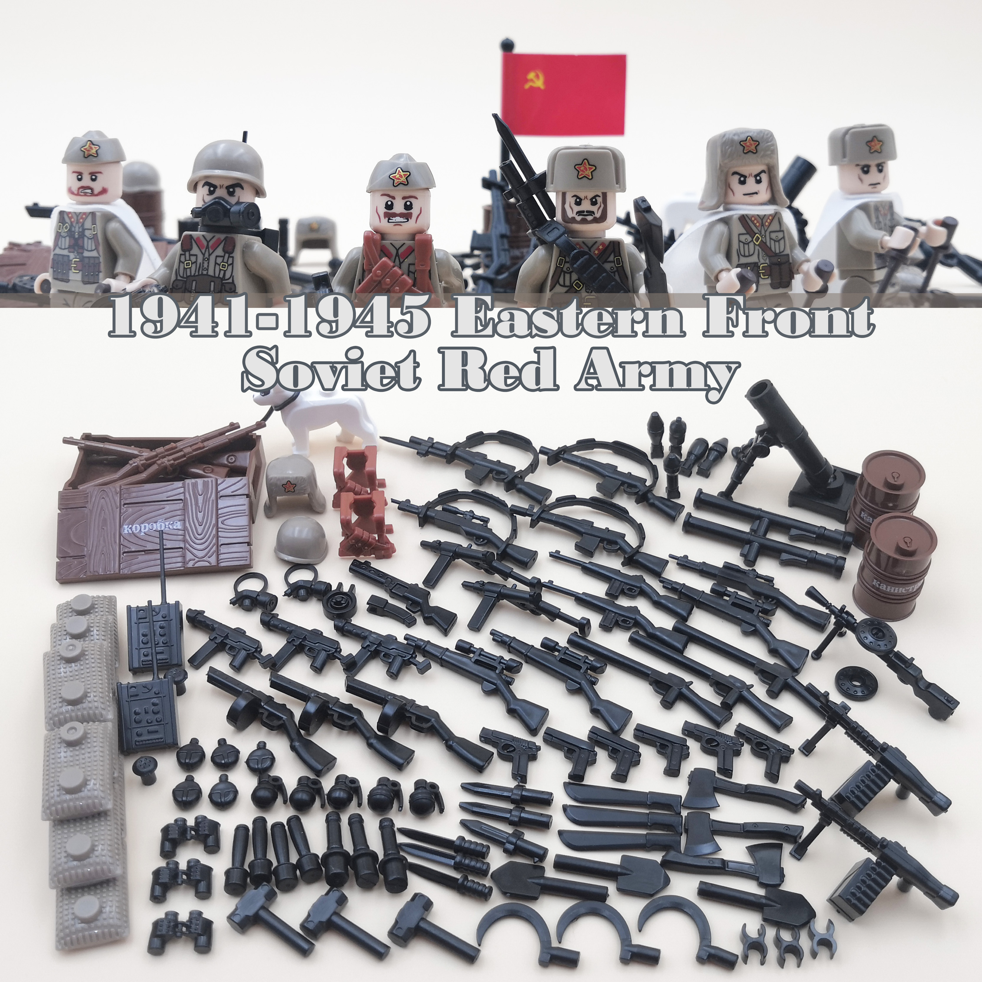 Lego Minifigure Holder - WW2 Soldier US Russia Soviet Red