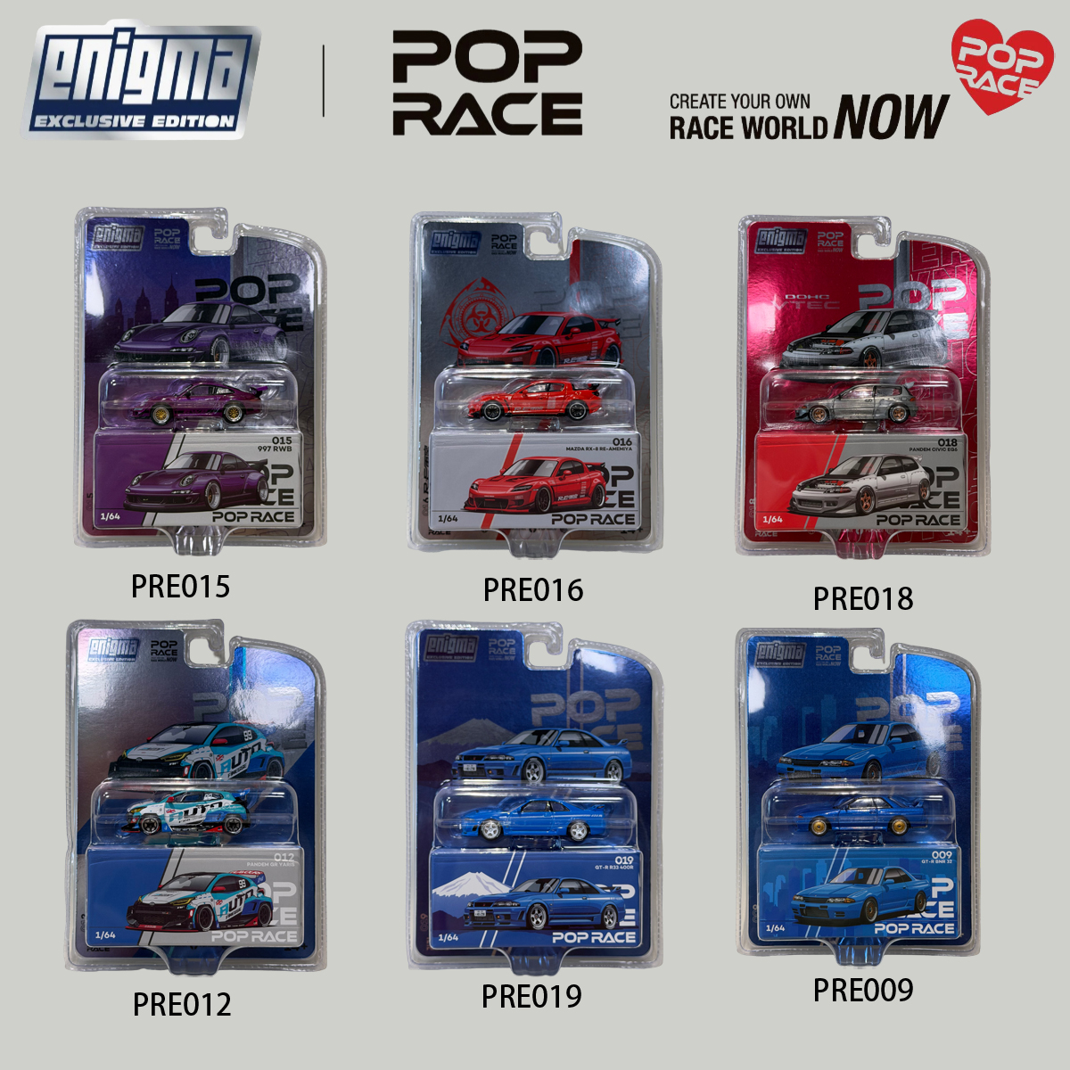 Die Cast Car 1 64 - POP RACE 1:64 Blister Pack Set