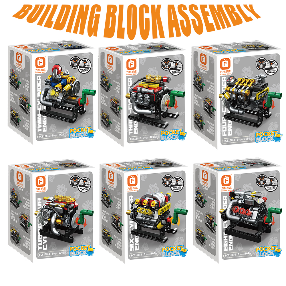 Building Block Mini - Mini Engine 2/3/4/6/8 Cylinder Turbo Engine