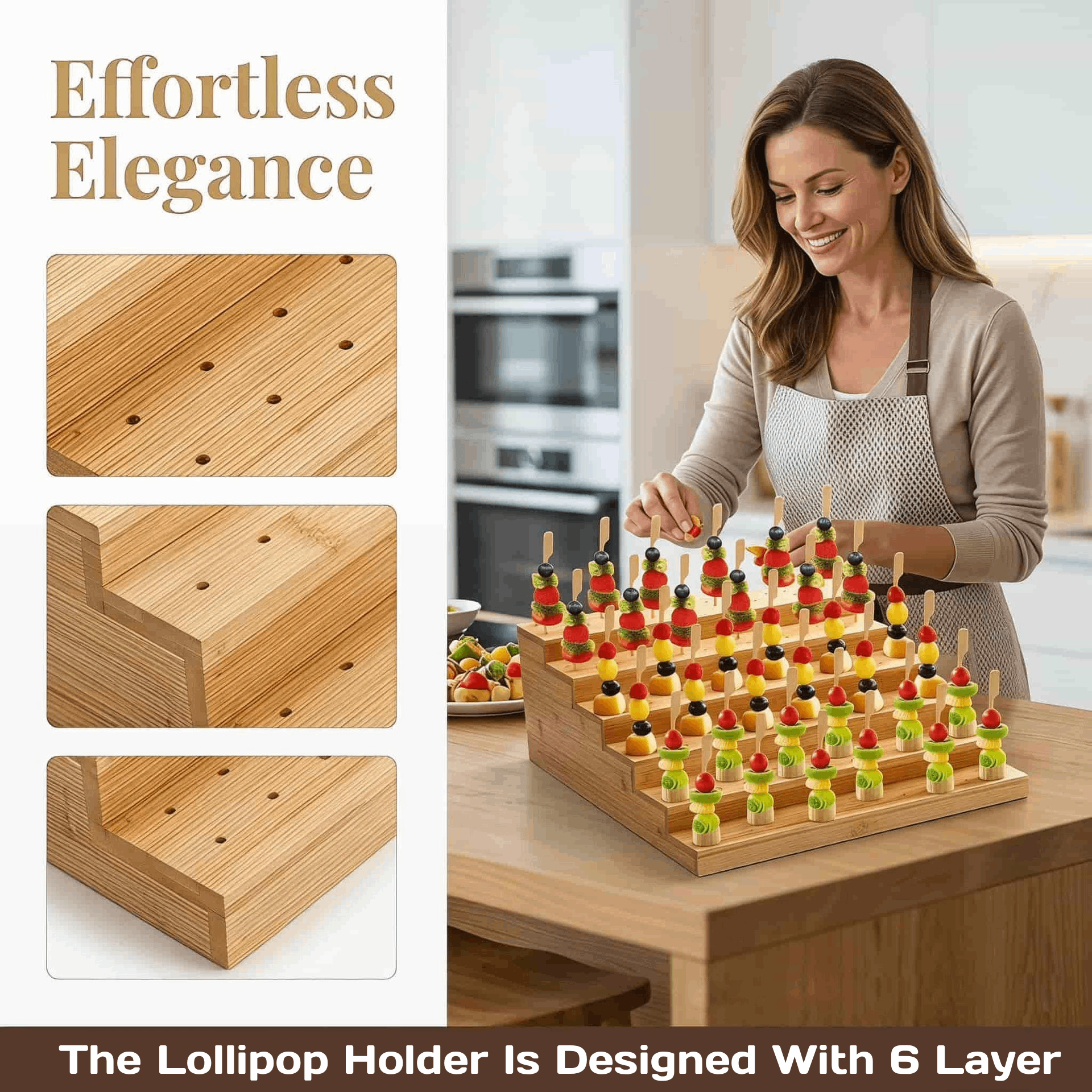 Display Risers Set - Wood Lollipop Holder Display Rack Portable