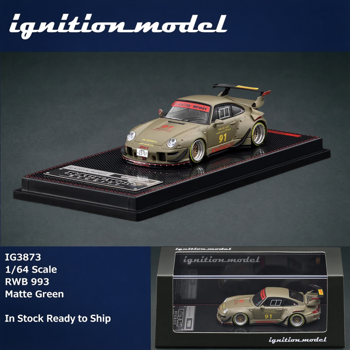 Die Cast Car 1 64 - Ignition Model IG3873 1:64 Porsche RWB