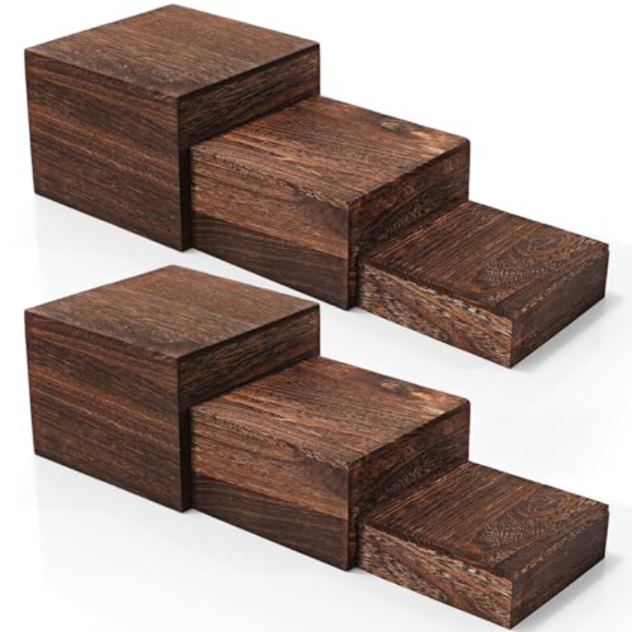 6 Pcs Wood Display Risers Rust - огляд і ціна Display Risers Set