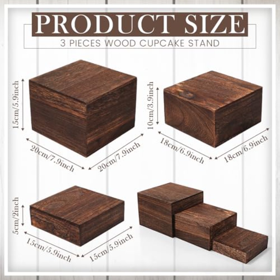 6 Pcs Wood Display Risers Rust - огляд і ціна Display Risers Set