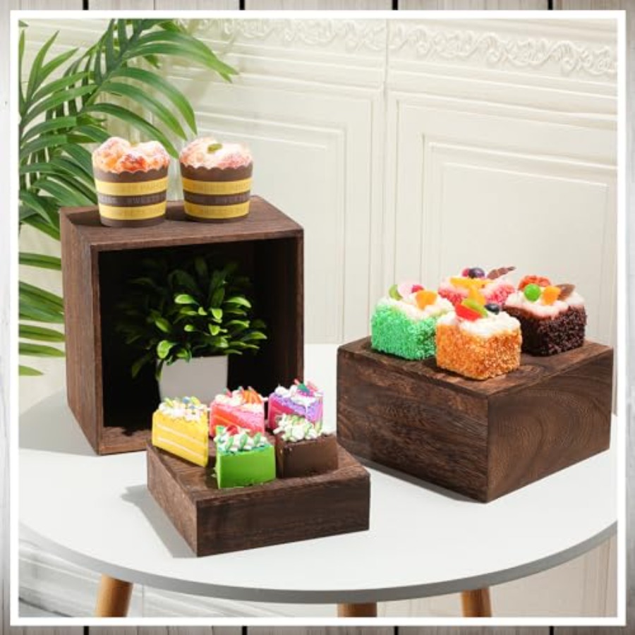 6 Pcs Wood Display Risers Rust - огляд і ціна Display Risers Set
