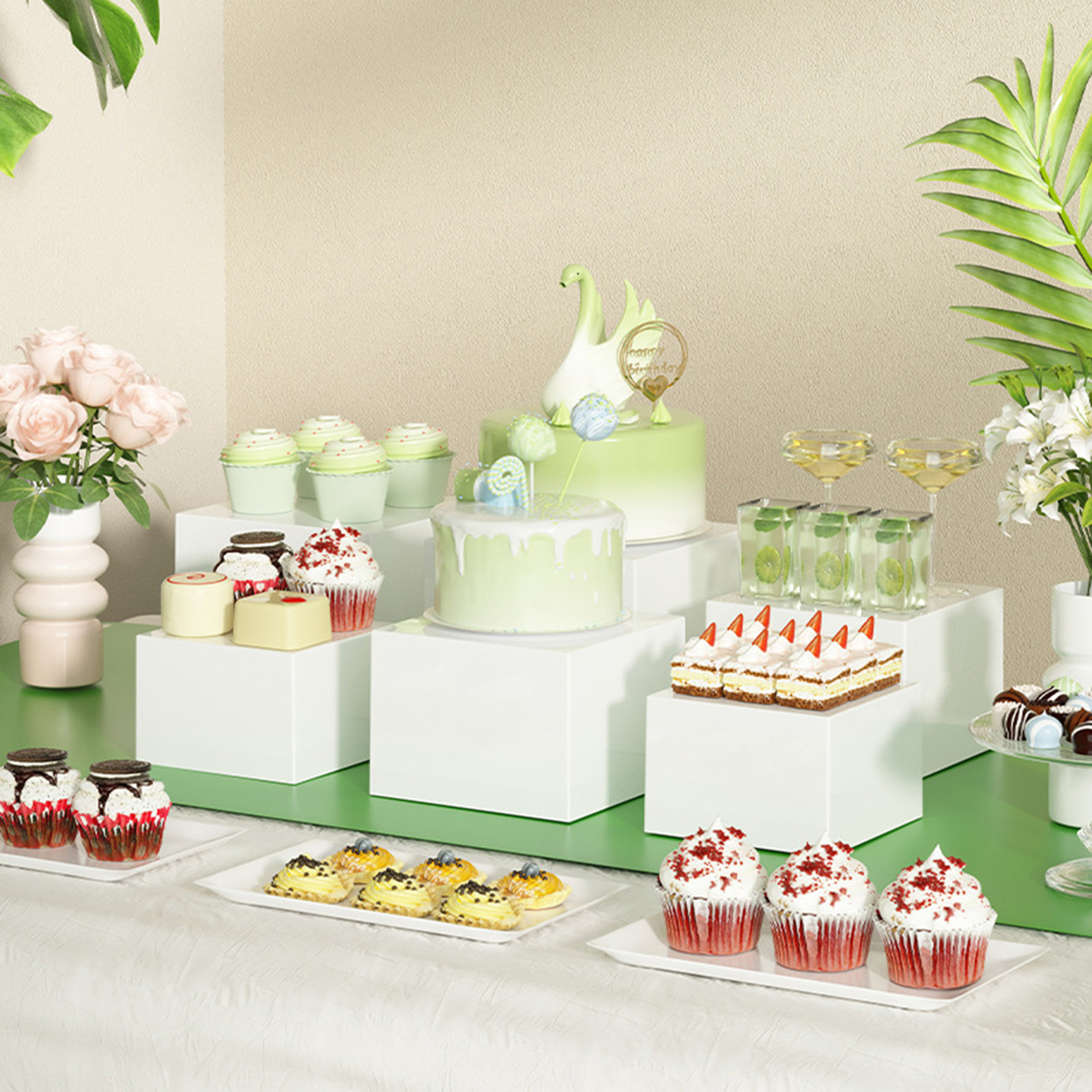 6x Acrylic Buffet Riser Desser - огляд і ціна Display Risers Set