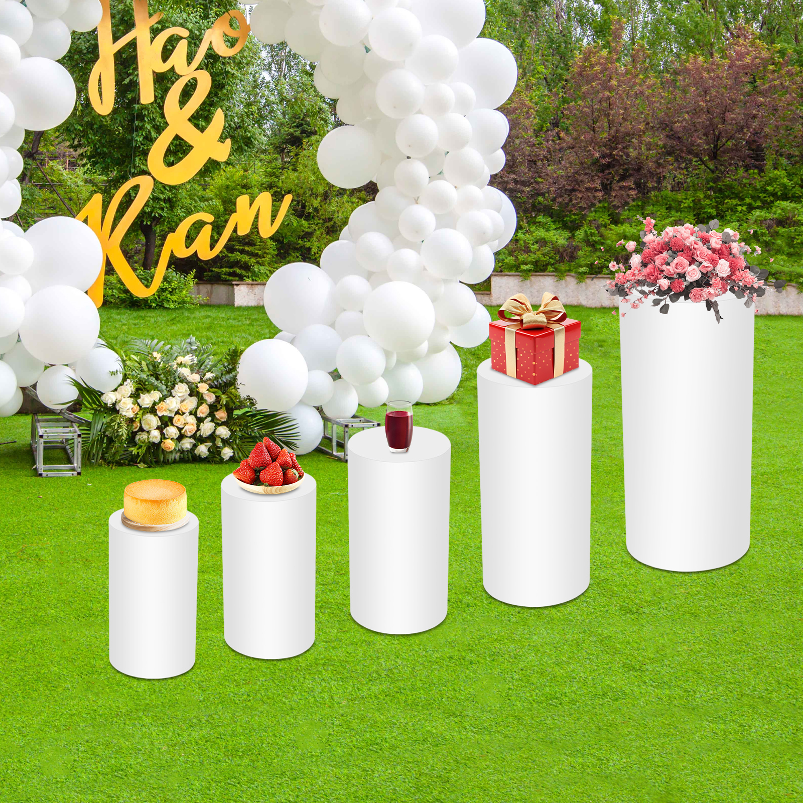 5Pcs White Cylinder Pedestal S - огляд і ціна Display Risers Set
