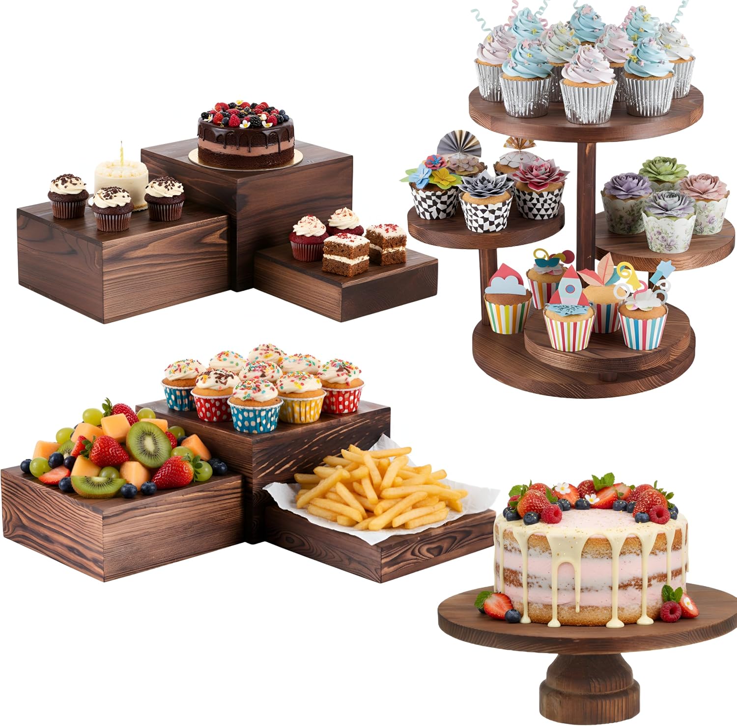 4 Tier Round Cupcake Tower Sta - огляд і ціна Display Risers Set