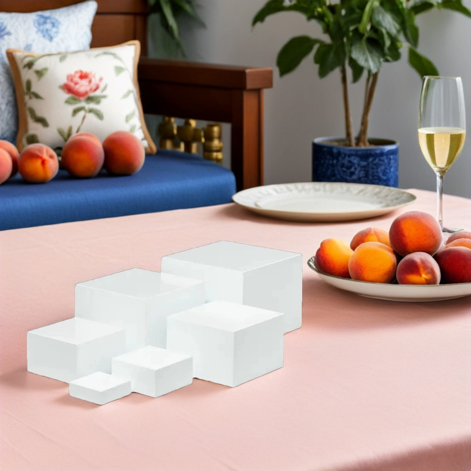 6Pcs Minimalist White Plastic  - огляд і ціна Display Risers Set