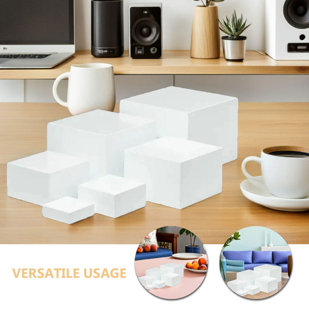 6Pcs Minimalist White Plastic  - огляд і ціна Display Risers Set